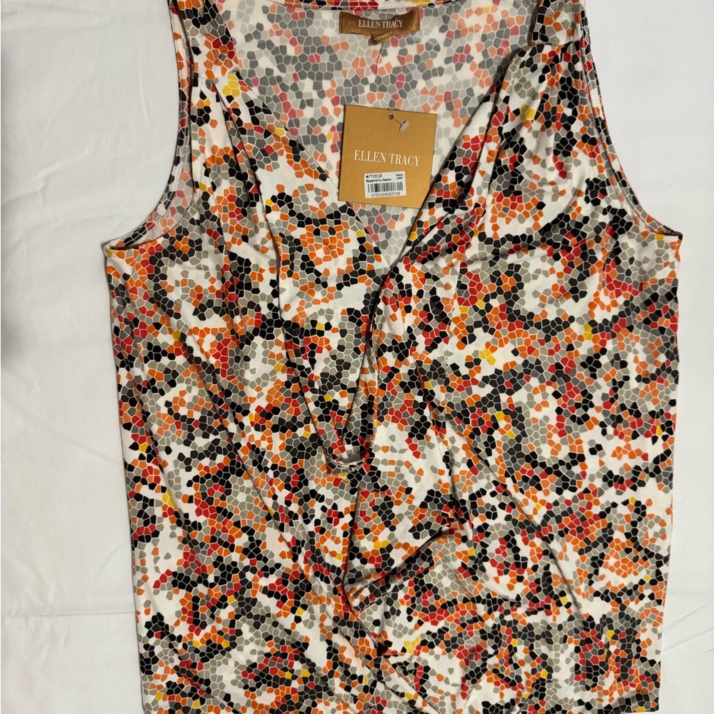 Ellen Tracy Women's Colorful Geometric Tank Top